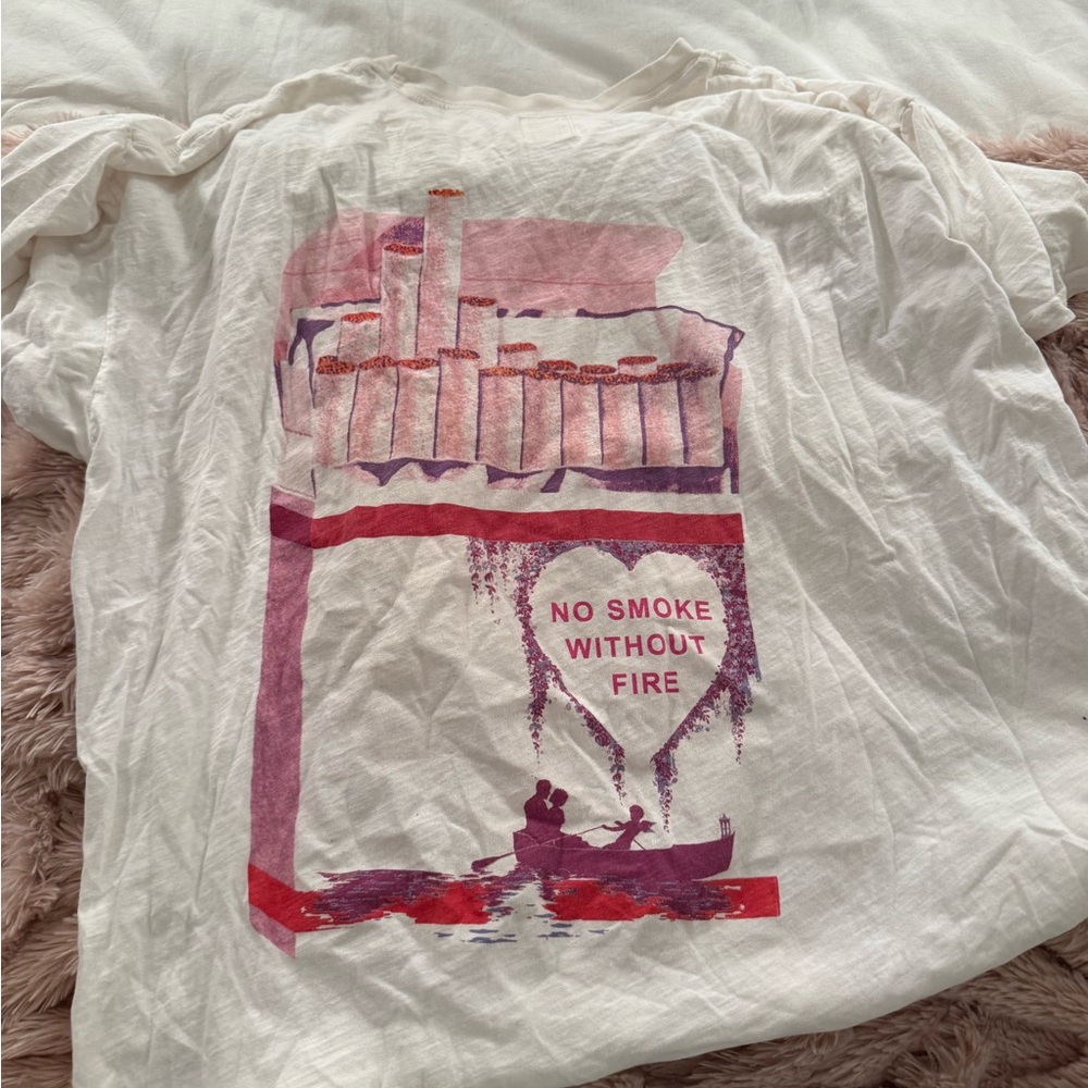 Boys Lie Oversized Graphic Tee with No Smoke Without Fire Design